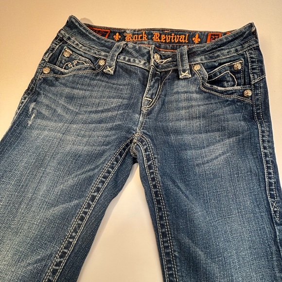 Rock Revival Chrissie Bootcut Jeans Womens 27 Y2K Embellished Bling - Picture 4 of 10